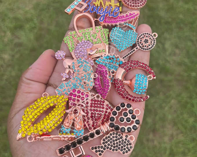 Rose Gold Colorful Bling Charms - 5,10,20, or 30, Rhinestone Charms ...