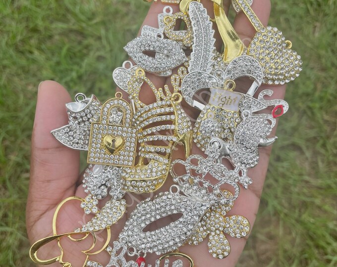 Silver & Gold Charms Charms for Bracelets, Rhinestone Charms, Charm