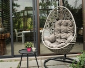 Outdoor swing hanging basket household single iron rocker wicker woven indoor balcony adult creative lazy wicker chair hanging chair