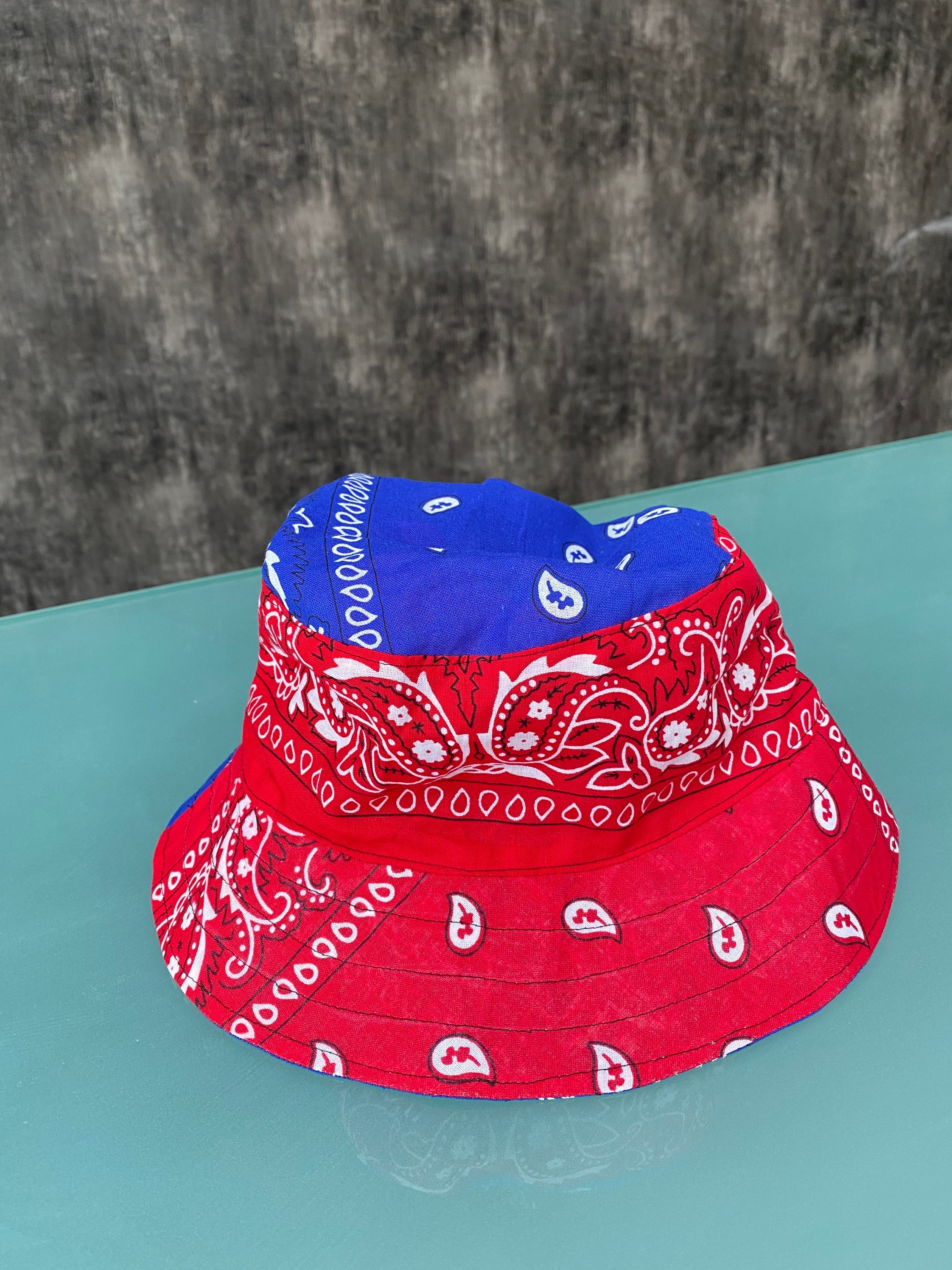 Summer two color bandana bucket hat in 100 cotton bandana Etsy