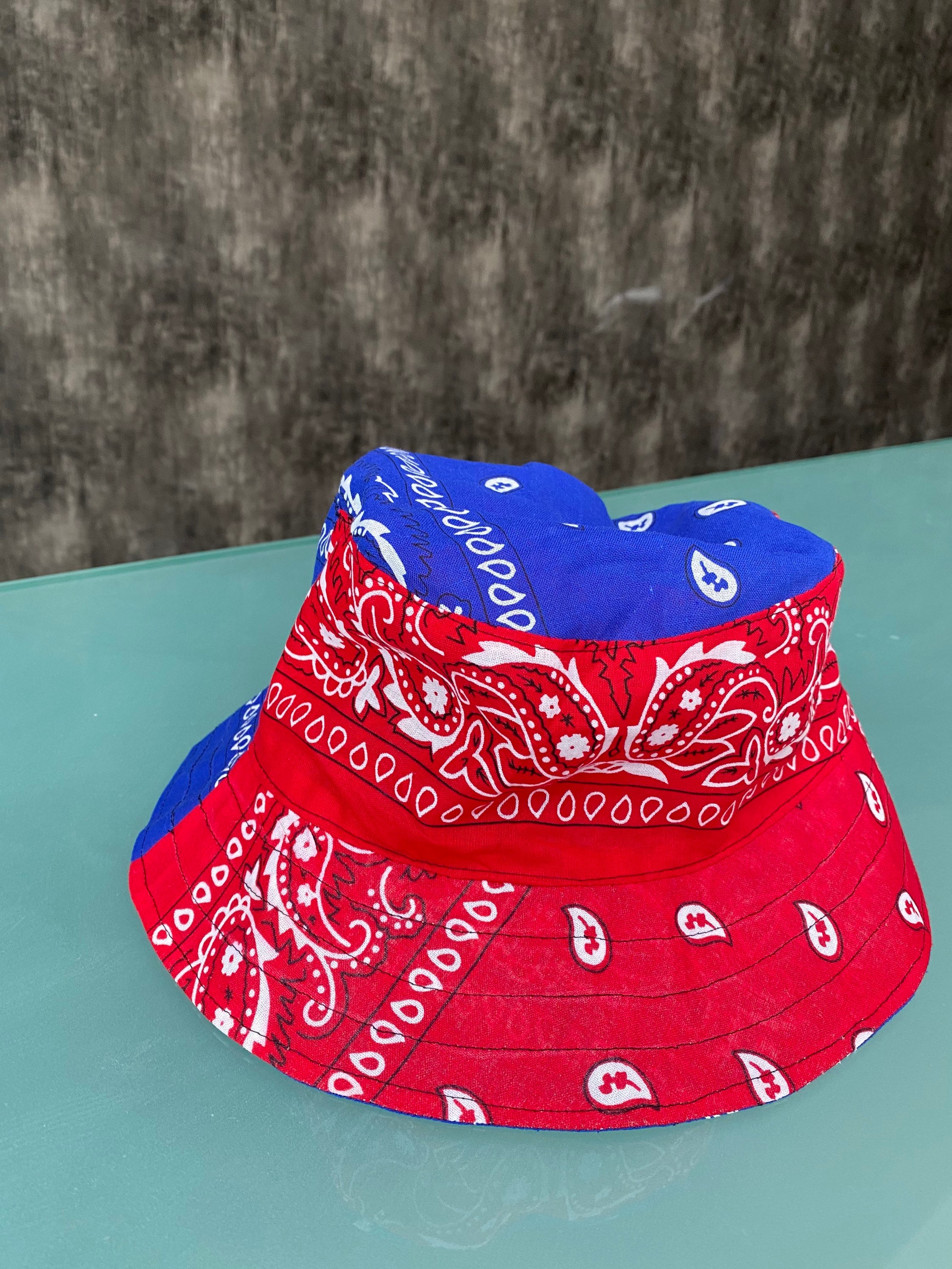 Summer two color bandana bucket hat in 100 cotton bandana Etsy