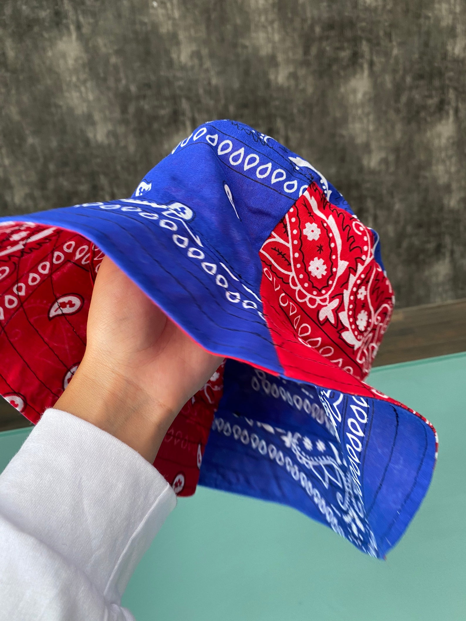 Summer two color bandana bucket hat in 100 cotton bandana Etsy