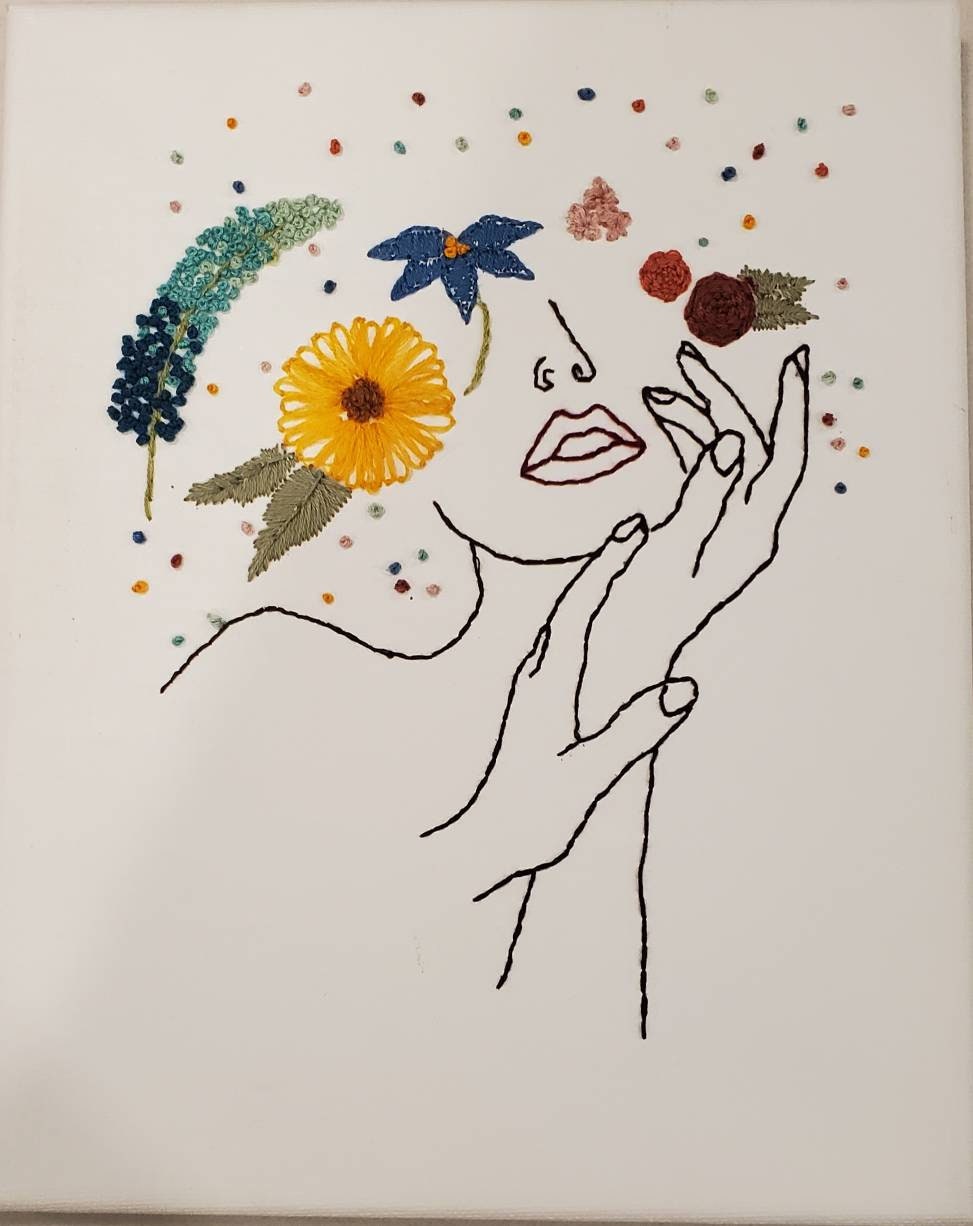 Flower head woman figure jessecmault  etsy