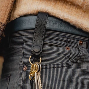 Handmade Leather Key Fob Loop: Veg Tan, Solid Brass