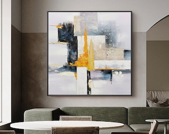 Large Abstract Oil Painting on Canvas, Original Hand-painted Canvas Wall Art, Modern Minimalist Textured Wall Art for Living Room,Home Décor