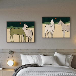 Large Abstract Horse Oil Painting on Canvas, Original Hand-painted Horse Canvas Wall Art, Modern Animal Wall Art for Living Room, Home Décor