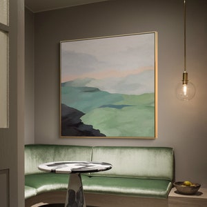 Large Abstract Mountain Canvas Wall Art, Abstract Landscape Oil Painting on Canvas, Modern Minimalist Painting for Living Room,Bedroom Decor
