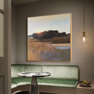 Abstract Landscape Oil Painting on Canvas, Large Original Forest Canvas Wall Art, Modern Hand-painted Landscape Oil painting for Living Room