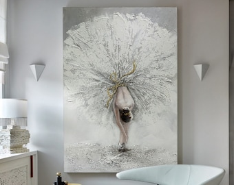 Original Abstract Ballerina Canvas Art, Large Ballet Dancer Oil Painting on Canvas, Modern Ballerina Fine Art for Living Room, Bedroom Decor