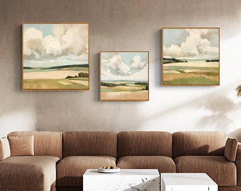 Large Abstract Landscape Oil Painting on Canvas, Original and Hand-painted Landscape Wall Art, Modern Minimalist Nature Art for Living Room