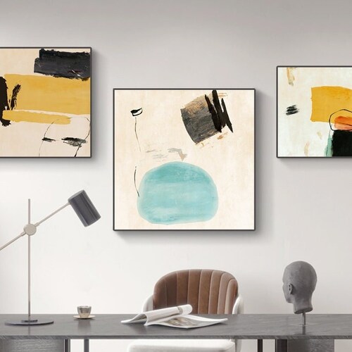 Large Abstract Canvas Wall Art, Original Geometric shops Acrylic Painting on Canvas, Modern Minimalist Oil Painting for Living Room, Bedroom Decor
