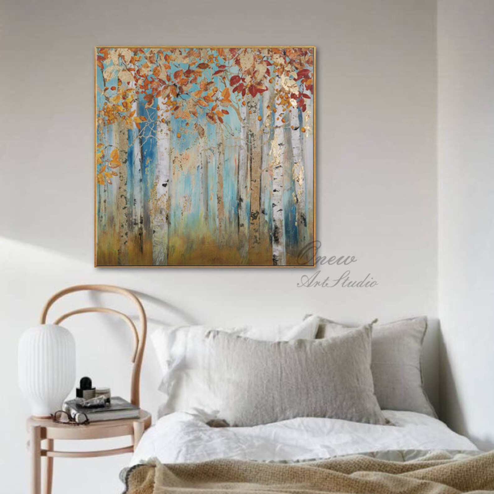 Abstract Birch Trees Canvas Wall Art, Original Aspen Trees Oil Painting ...