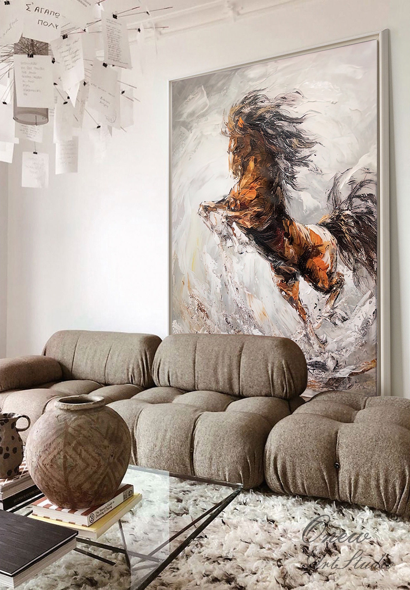 Large Abstract Horse Oil Painting on Canvas, Original Horse Canvas Wall ...
