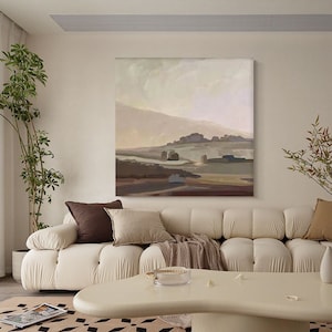Large Abstract Landscape Oil Painting on Canvas, Original Mountain Canvas Wall Art, Modern Nature Wall Art for Living Room, Home Décor