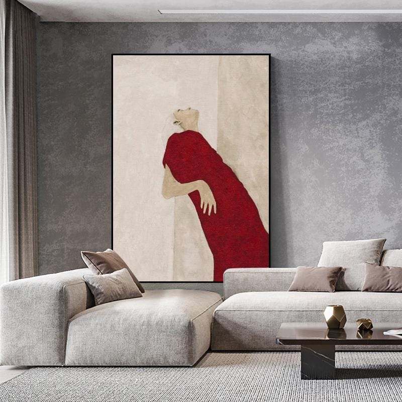 Large Abstract Lady Canvas Art, Hand-painted Woman Figure Oil Painting ...