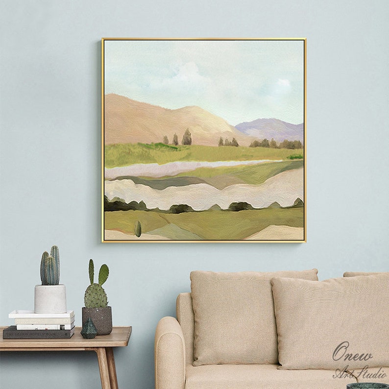 Large Abstract Landscape Oil Painting on Canvas, Original Mountain and ...