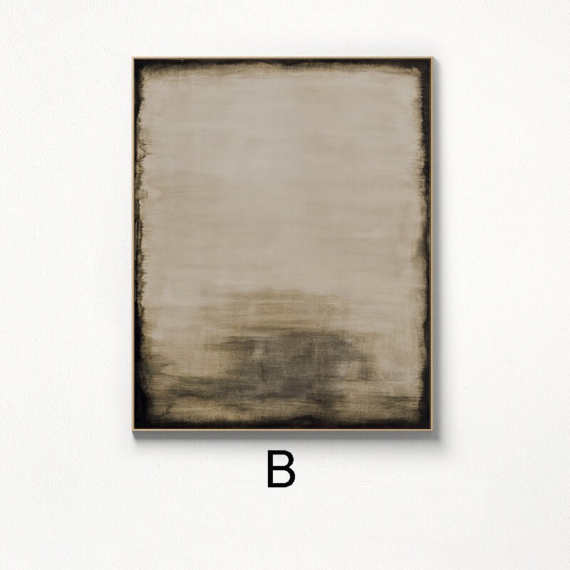 Beige and Black Abstract Oil Painting on Canvas, Large Original Hand ...