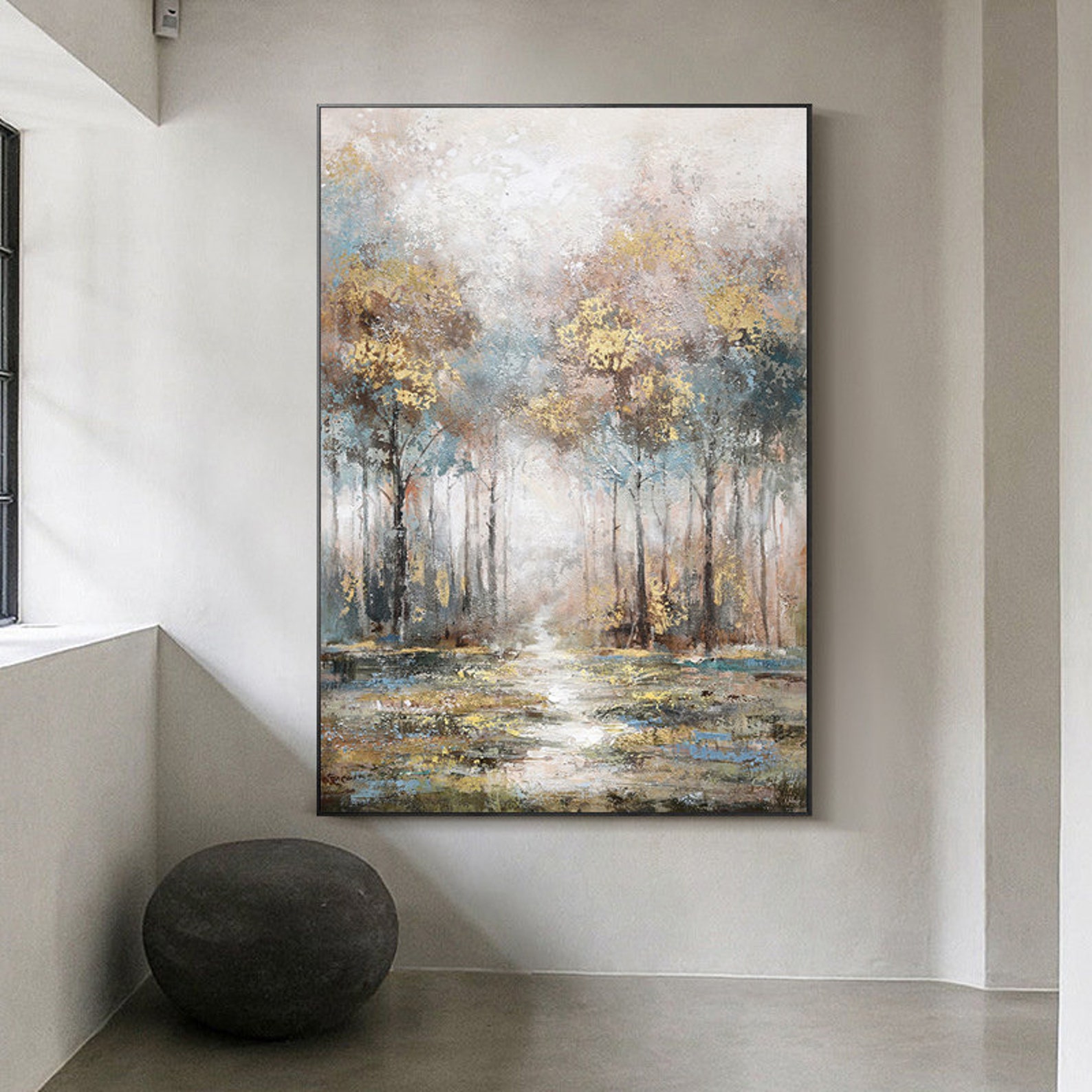 Large Abstract Landscape Oil Painting on Canvas, Original Hand-painted ...