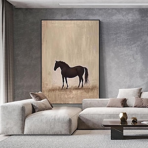 Large Abstract Horse Oil Painting on Canvas, Original Hand-painted Horse Canvas Wall Art, Modern Animal Wall Art for Living Room, Home Décor