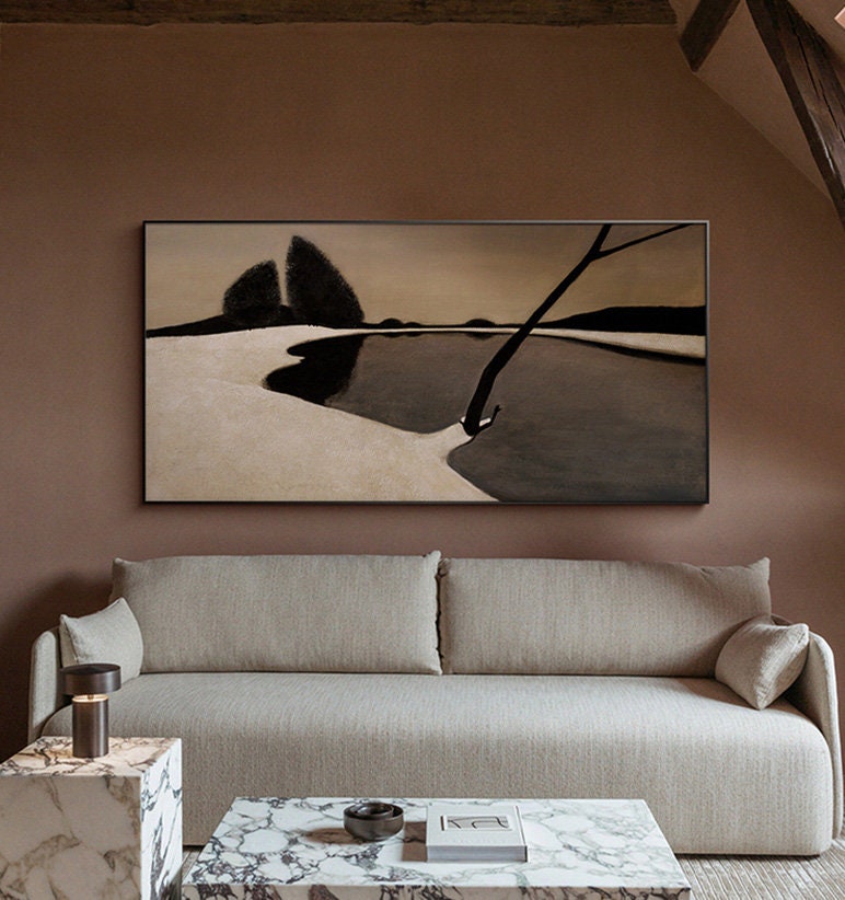 Abstract Brown and Black Oil Painting on Canvas, Large Abstract ...