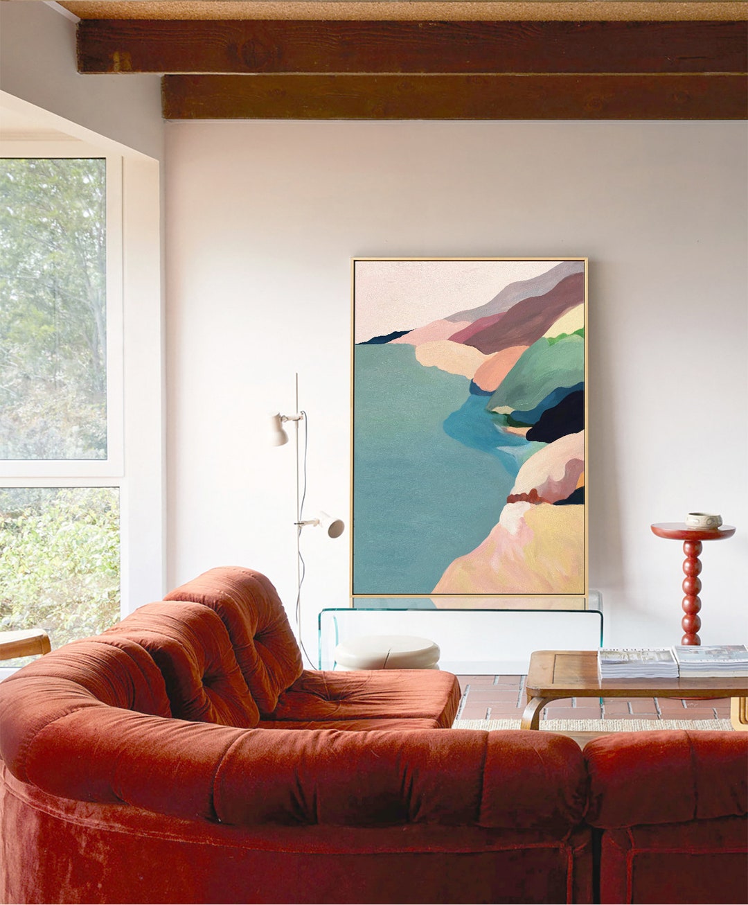 Large Abstract Landscape Oil Painting on Canvas, Original Mountain and ...