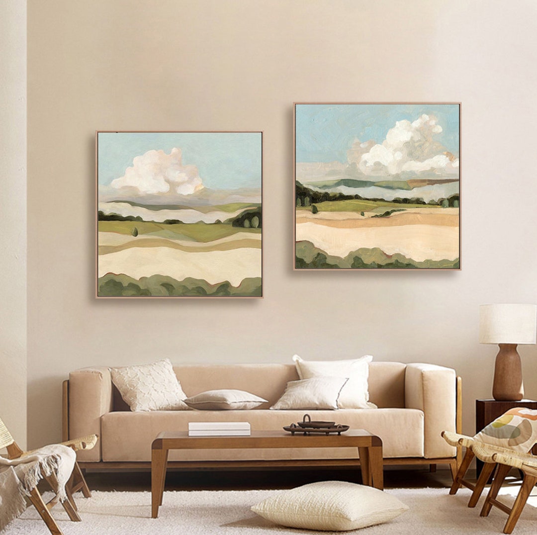 Large Abstract Landscape Oil Painting on Canvas, Original Hand-painted ...