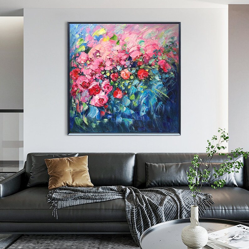 Original Pink Roses Oil Painting on Canvas Large - Etsy