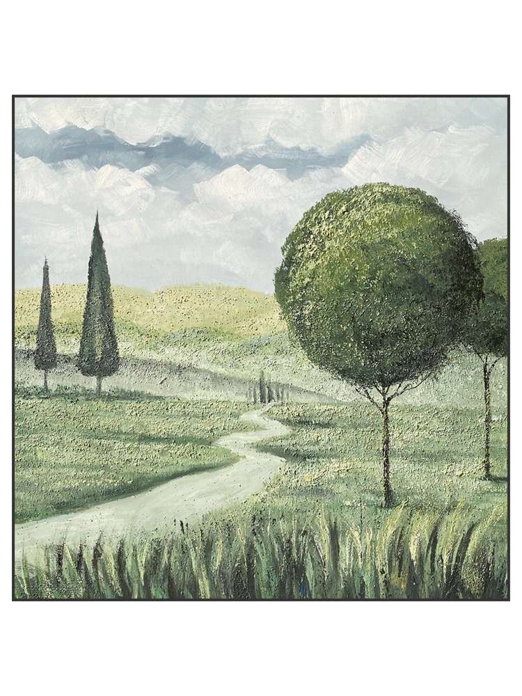 Abstract Landscape Oil Painting on Canvas, Large Original Trees Canvas ...