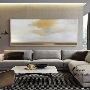 Abstract Clouds and Sky Oil Painting on Canvas, Original Sunshine Canvas Art, Large Clouds Landscape Wall Art for Living Room, Bedroom Décor