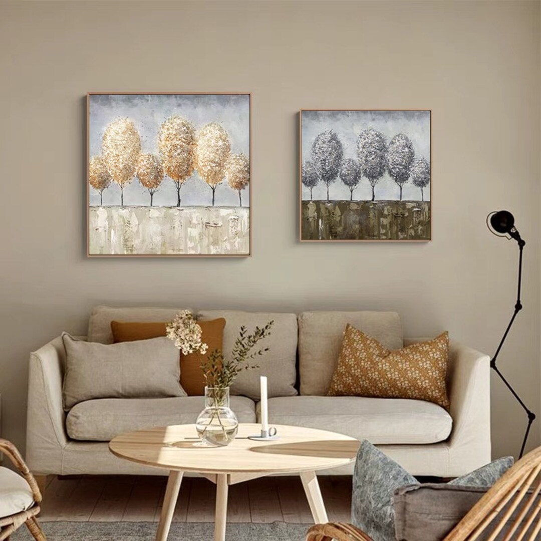 Abstract Trees Oil Painting on Canvas, Large Original Landscape Canvas ...