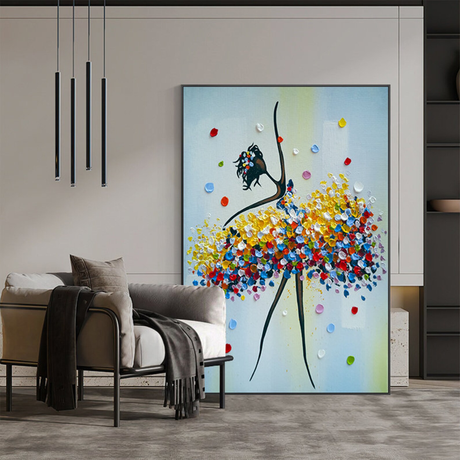 Abstract Ballerina Canvas Wall Art Large Original Ballet Etsy