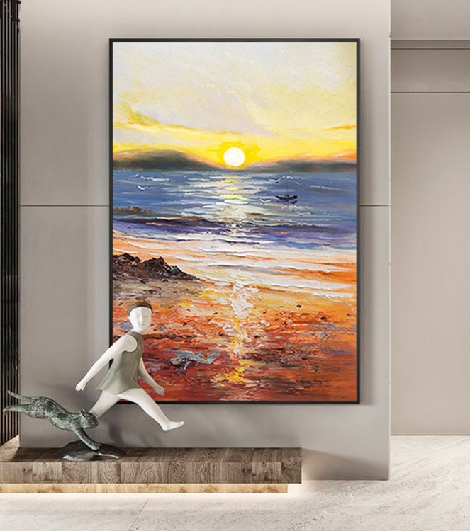 Painting Artwork Abstract Sunrise Acrylic Painting Floral Wall Decor – CP Canvas  Painting Online