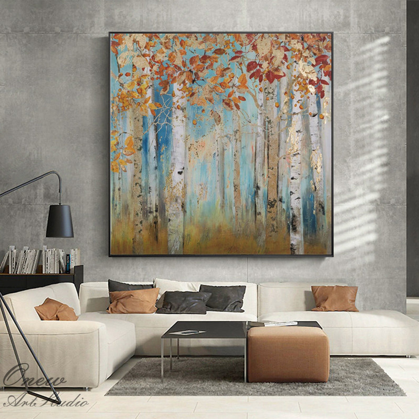 Abstract Birch Trees Canvas Wall Art, Original Aspen Trees Oil Painting ...