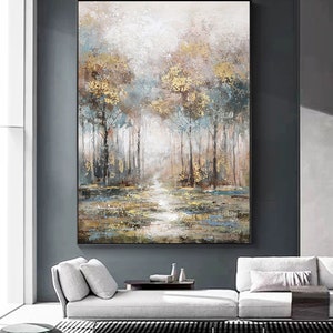 Large Abstract Landscape Oil Painting on Canvas, Original Hand-painted ...