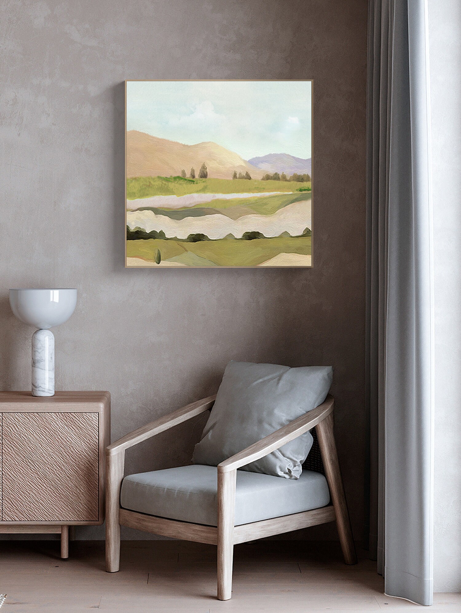 Large Abstract Landscape Oil Painting on Canvas, Original Mountain and ...