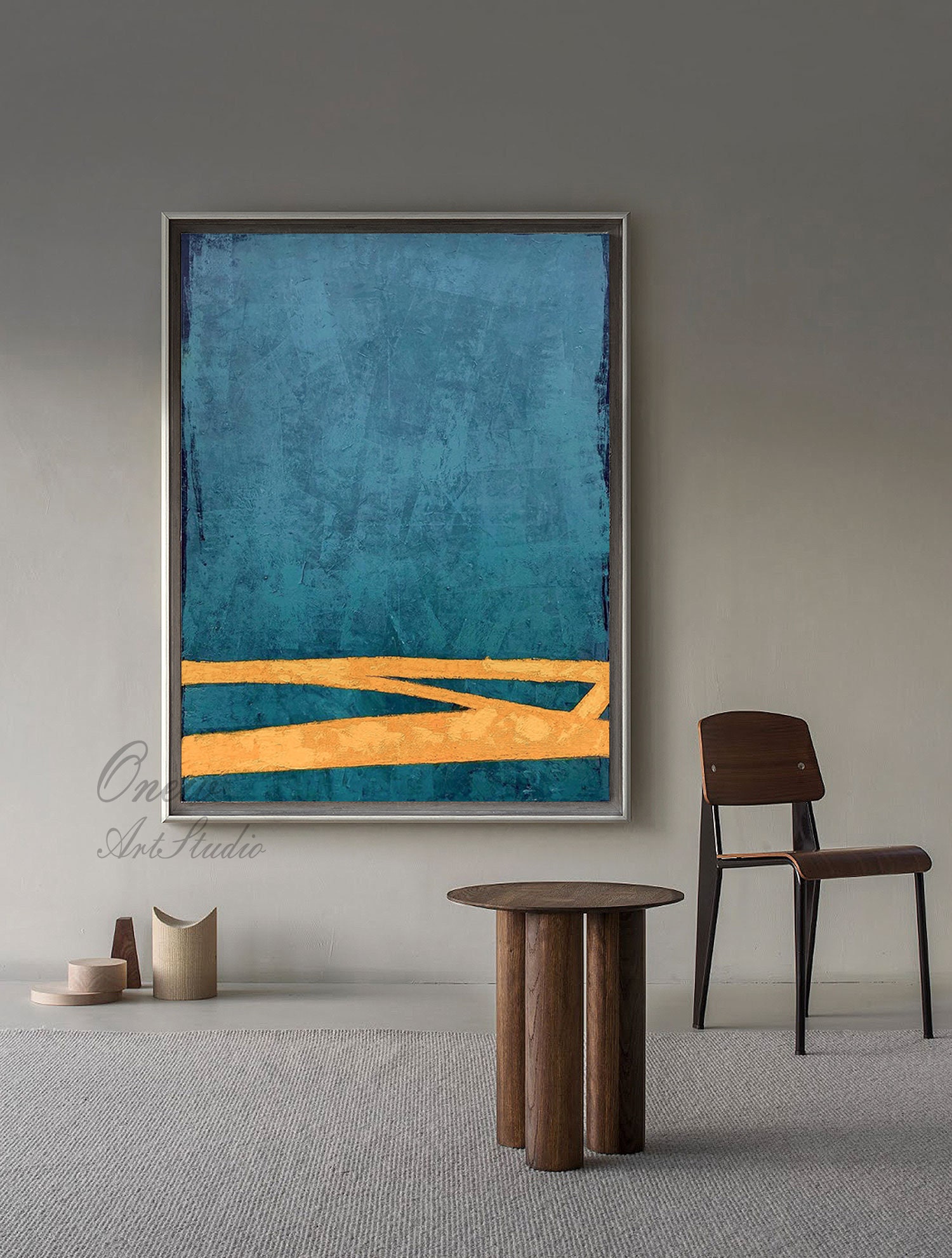 Large Abstract Oil Painting on Canvas Original Blue and | Etsy