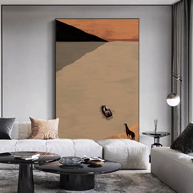 Large Abstract Landscape Oil Painting on Canvas, Original Mountain and ...