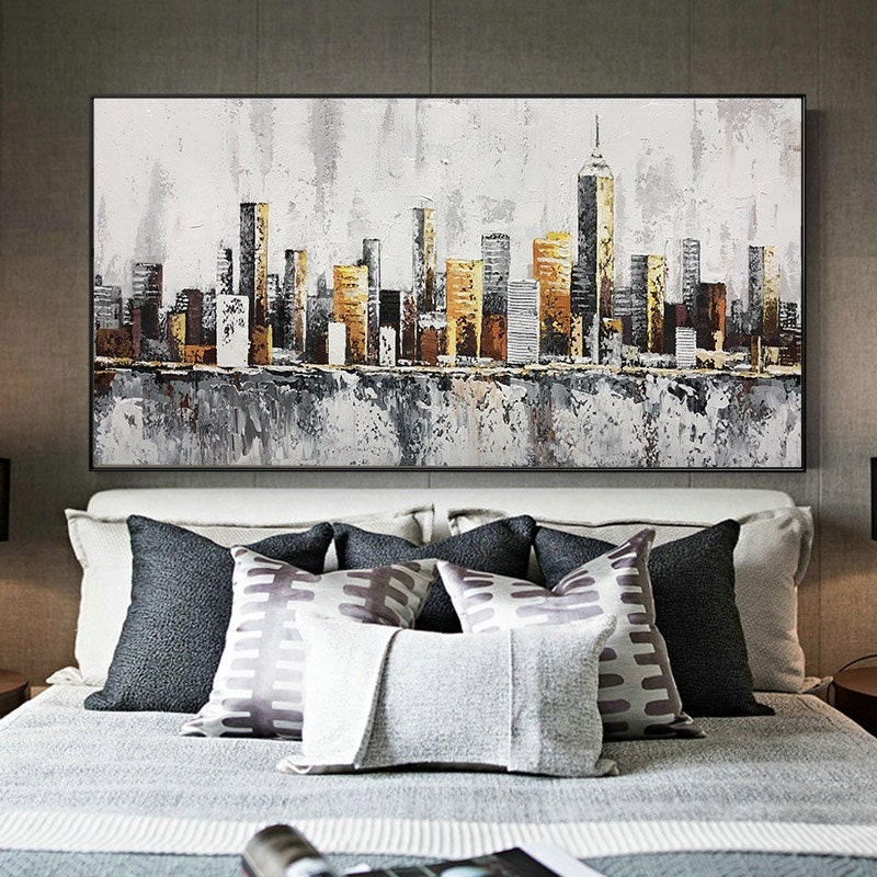 Abstract New York Cityscape Oil Painting on Canvas Original - Etsy