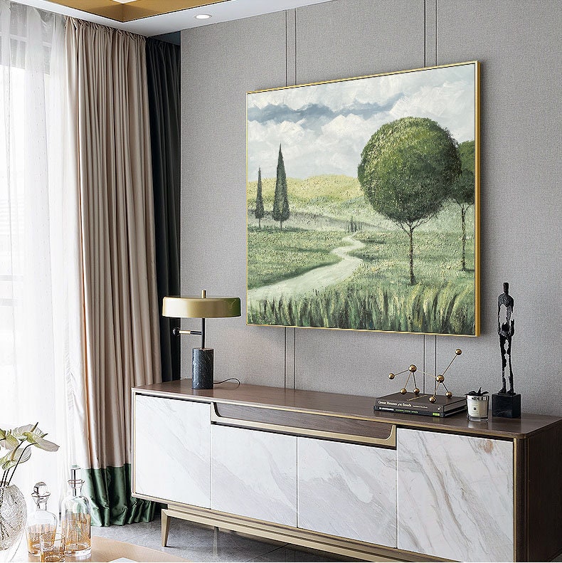 Abstract Landscape Oil Painting on Canvas, Large Original Trees Canvas ...