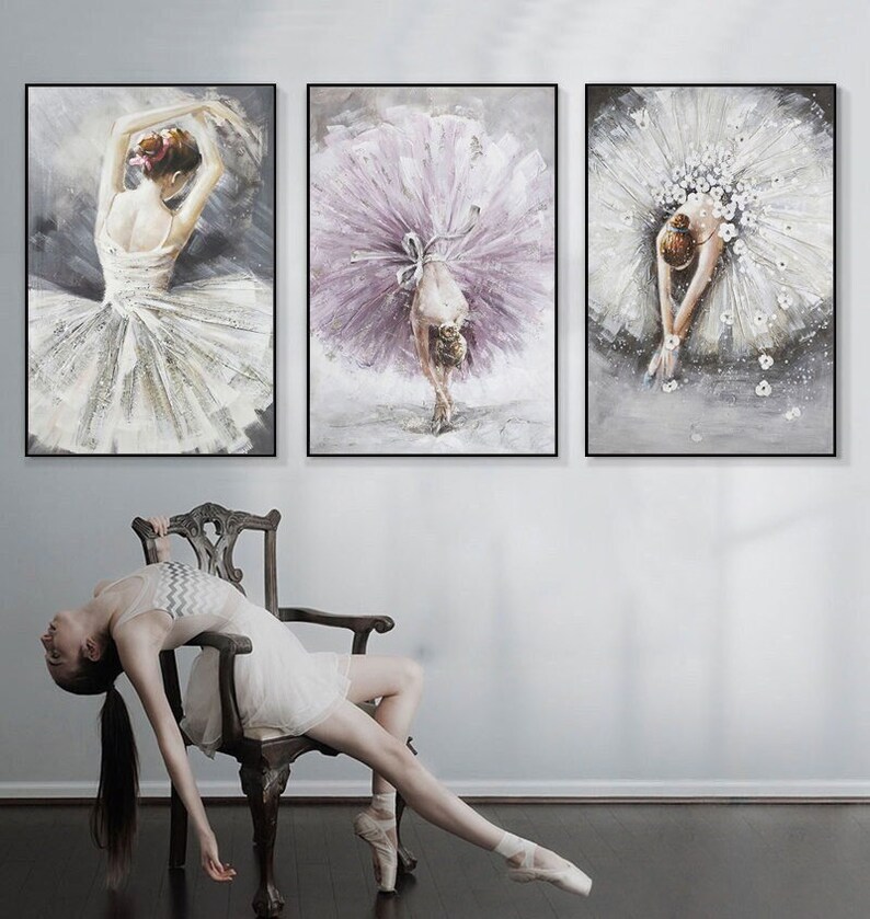 Abstract Ballerina Canvas Wall Art Large Original Ballet Etsy