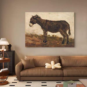 Impressionist Donkey Oil Painting on Canvas, Original Hand-painted Donkey Canvas Wall Art, Modern Abstract Animal Wall Art for Living Room