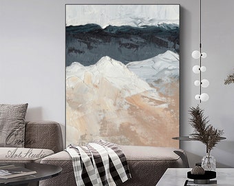 Large Abstract Seascape Painting On Canvas, Original Coastal Wall Art, Large Beach Landscape Acrylic Painting for Living Room, Bedroom Decor