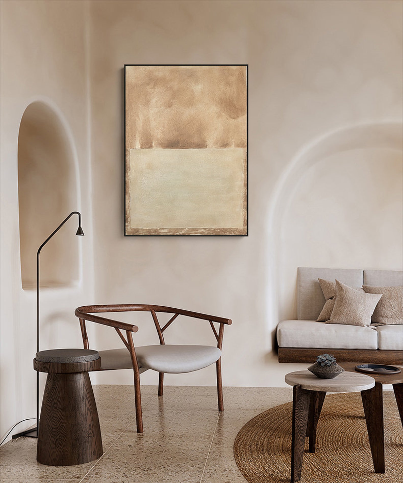 Large Abstract Oil Painting on Canvas, Original Brown and Beige Canvas ...