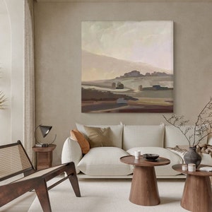 Large Abstract Landscape Oil Painting on Canvas, Original Mountain ...