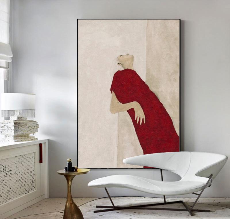 Large Abstract Lady Canvas Art, Hand-painted Woman Figure Oil Painting ...