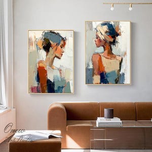 Large Abstract Lady Canvas Wall Art, Hand-painted Woman Figure Oil Painting on Canvas, Modern Figure Wall Art for Living Room, Home Décor