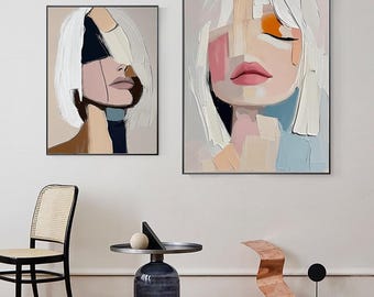 エレガントな女性の背面キャンバス絵画 3Dテクスチャ女性像油絵 モダン