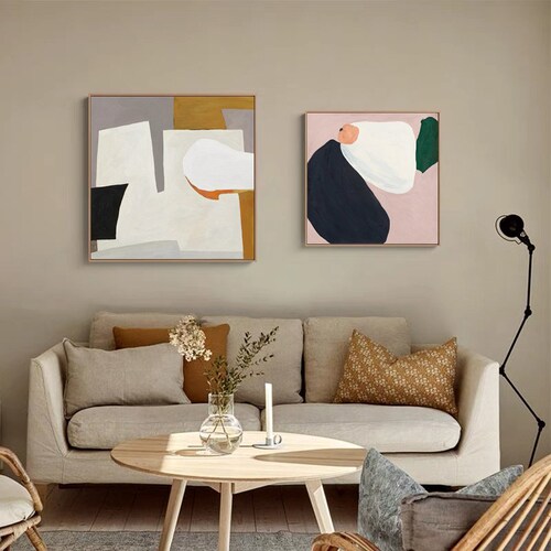 Large Abstract Canvas Wall Art, Original Geometric Acrylic Painting on shops Canvas, Modern Minimalist Oil Painting for Living Room, Bedroom Decor