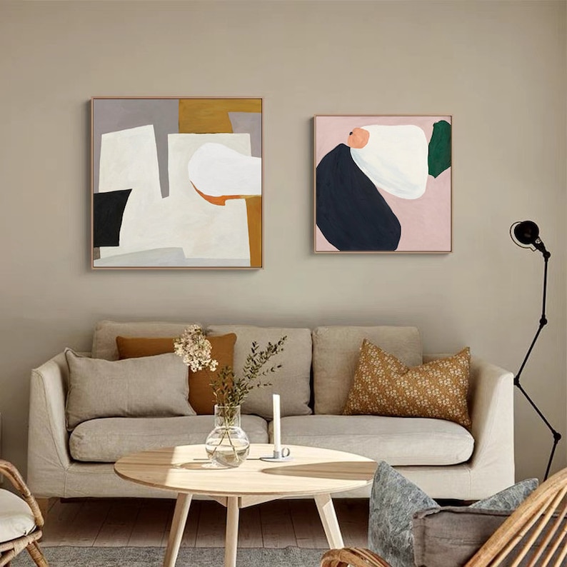 Large Abstract Canvas Wall Art, Original Geometric Acrylic Painting on shops Canvas, Modern Minimalist Oil Painting for Living Room, Bedroom Decor