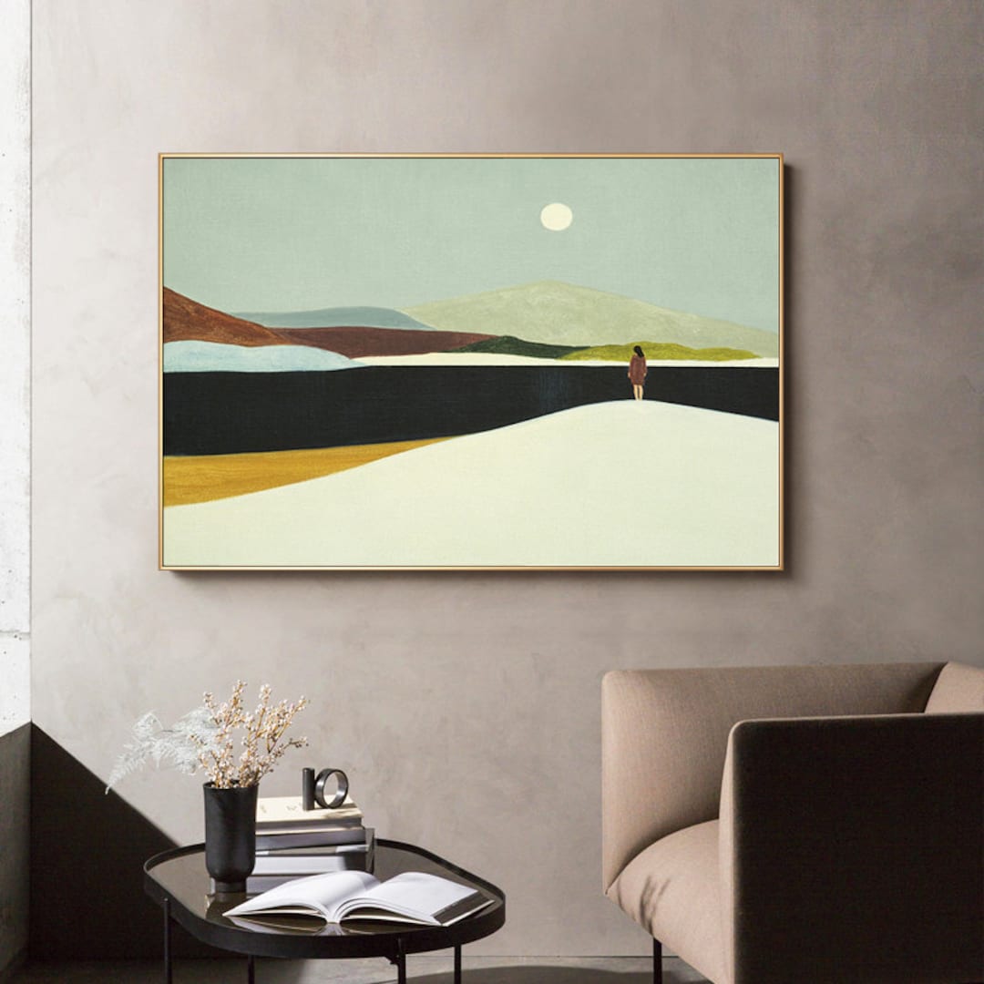 Large Abstract Landscape Oil Painting on Canvas, Hand-painted Landscape ...